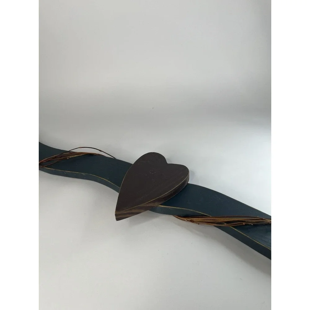 Vintage Wooden Heart Banner Wall Hanging Wooden Cottage Decor Primitive 31